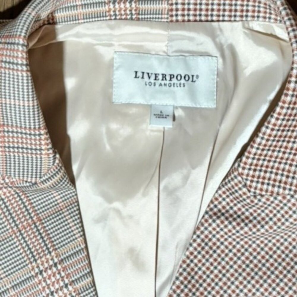 NEW LIVERPOOL Glen Plaid Half & Half Blazer Coat Jacket Size L Lava Flow - Picture 3 of 7